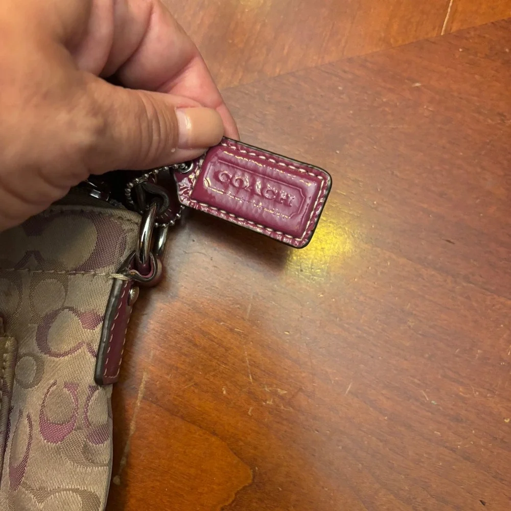 Coach Tan and Pink Signature Crossbody Bag - Picture 2 of 13